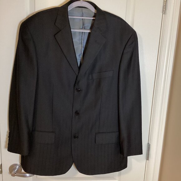 Carlo Monza Couture Men's Suit Blazer Jacket Single Breasted Size 44 Chest Black - Picture 1 of 9